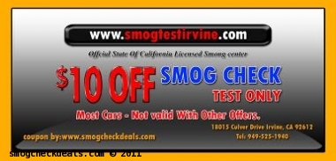get coupon: Save $10 on your next Smog Check